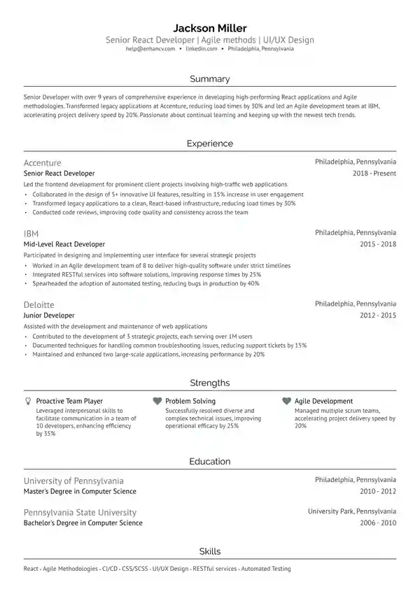 react js functional resume template